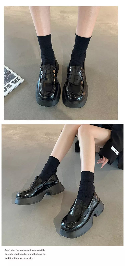 Patent Leather All-Match Clogs Platform Loafers
